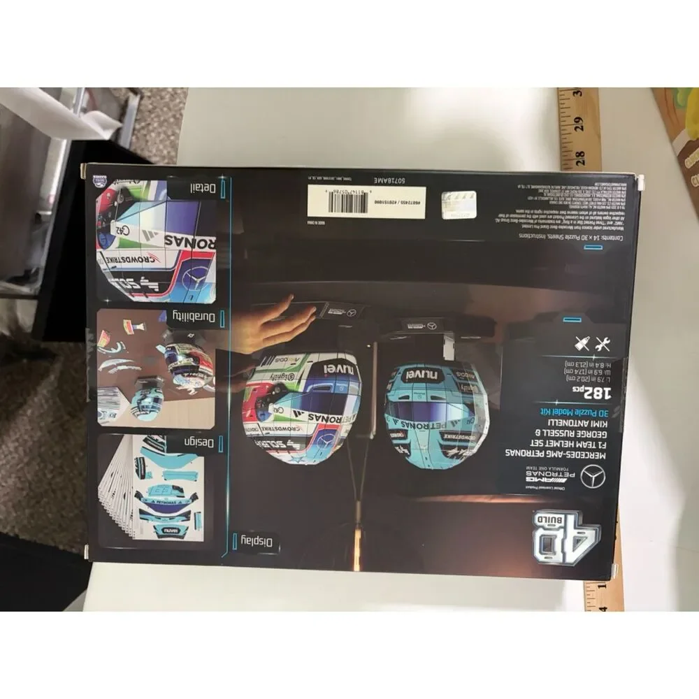 4D Build, Mercedes-AMG F1 Helmet Set 3D Puzzle Model Kit with Stands, Russell &